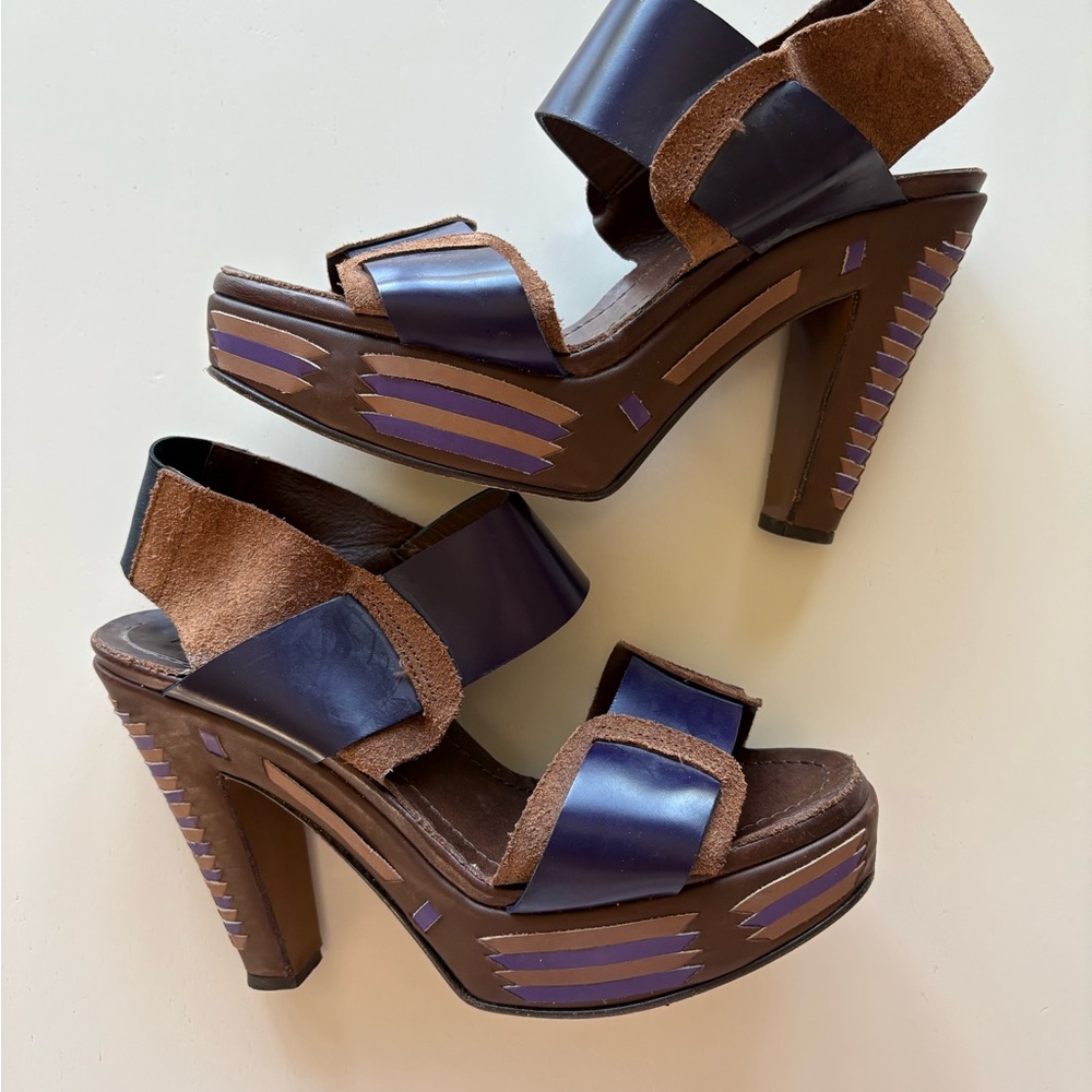 Marni Brown and Purple Heeled Sandals
